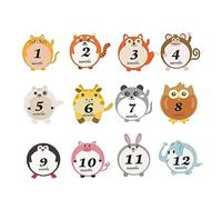 VICASKY 12pièces Autocollant De Mois Pour Garçon Fille Décalcomanies De Mois Garçon Fille Décor Autocollant Motifs Animaux Dessin Shower