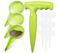 VICASKY 14pièces Kit pour Plantation avec Semoir Réglable Semis Précis Et Étiquettes De Jardin Résistantes Outil De Jardinage Manuel Plastique pour Graines Bulbes Et Semis