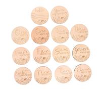 VICASKY 14pièces Lot De Cartes Mensuelles Rondes Bois Pour Garçon Fille Accessoires Photo Et Souvenirs De Croissance