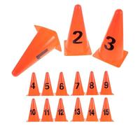 VICASKY 15 Pièces Cônes Numérotés en Plastique, Orange | Marqueurs Faciles à Identifier, Organisation des Exercices, Usage Intérieur Extérieur, pour Écoles et Débutants