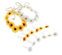 VICASKY 16 Pièces Ensemble De Guirlande De Tournesols Bande De Cheveux De Tournesol Extraits Accessoires Pince à Cheveux De Tournesol Bandeaux Pour Les Filles Floral Agrafe Polyester