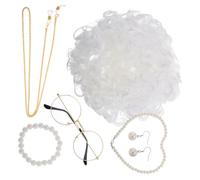 VICASKY 1ensemble Costume Mère Avec Perruque Blanche Et Lunettes Ensemble De Rôle Pour Femmes Accessoires De Cosplay Pour Événements Thématiques Et Fêtes