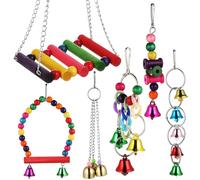 VICASKY 1Ensemble Jouets pour Oiseaux avec Balançoire et Carillons Éoliens Accessoires de Cage à Perruches Design et Durable pour Jeu Interactif et