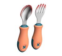 VICASKY 1ensemble Set De Couverts Acier Pour Garçon Fille Ensemble De Cuillère Et Fourchette Courtes Vaisselle Pratique Et Colorée Pour Apprentissage Dînette