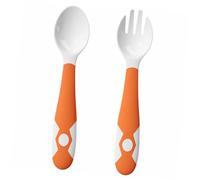 VICASKY 1ensemble Set De Vaisselle Flexible Pour Garçon Fille Couverts Apprentissage Orange Pour Auto-alimentation Matériau Et Sûr Parfait Pour Dîners Écoles Maternelles Et