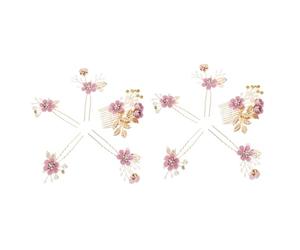 VICASKY 2 Ensembles Peigne Cheveux Décoratif Mariage Perles Fausses Fleurs Accessoires Coiffure Mariée U Pin Épingle Cheveux Bridal Pearl Hair Comb