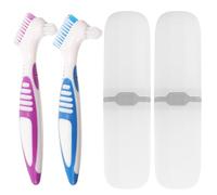 VICASKY 2 ensembles Set de Voyage Portable de Nettoyage de Prothèses Dentaires avec Étui Brosse à Dents Double Face et Bleu pour Soins Buccaux Personnels
