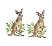 VICASKY 2 Feuilles Kangourou Vert Autocollant Délicat Animal Autocollant Intérieur Mur Décoratif Animal Wall Sticker Créatif Thème Décalque Exquis