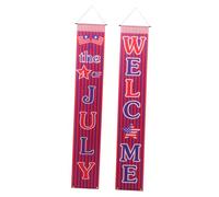 VICASKY 2 Paires Bannière Porte Patriotique Independence Day Polyester Décor Suspendu Réutilisable pour Porche Porte Fenêtre Intérieur et Extérieur Installation Facile avec Corde