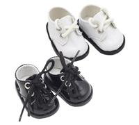 VICASKY 2 Paires Chaussures de Poupée Miniatures Cuir de Baskets Noires et Blanches pour Décoration et Accessoires Faits Main pour Maison de Poupée et Garçon Fille