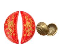 VICASKY 2 Paires Coupe de Divination Taoïste Lune Yin Yang, en Métal Bois | Style Rétro Sculpté Peint, Surface Lisse et Brillante, pour Autel, Lecture Tarot, Usage Rituel