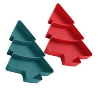 VICASKY 2 Pièces Assiette Sapin de Noël à Trois Compartiments en PP | Plateau Décoratif Compact, Léger et Pratique, Multi-usage pour Hôtel, Service D’amuse-bouche et Fêtes