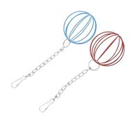 VICASKY 2 pièces Balle Mangeoire Suspendue pour Lapins et Petits Animaux Exercice et Distribution Nourriture Rouge et Bleu avec Chaîne Longue pour Cage Intérieure et Extérieure