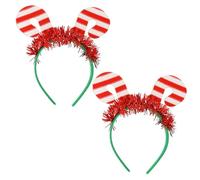 VICASKY 2 Pièces Bandeaux de Noël et Sûr avec Décoration Canne Rouge et Blanche -tête de Fête Cosplay pour Ambiance Joyeuse Tenue Ferme sans Glissement