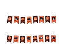 VICASKY 2 Pièces Bannière Halloween à Suspendre Tissu Non Tissé Décoration Citrouille et Motifs Effrayants pour Bar Ktv Maison Guirlande de Fanions Festive pour Fête Dhalloween et
