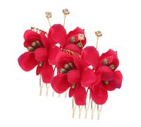 VICASKY 2 Pièces Barrette Fleur Hibiscus Rouge Accessoire Floral Mariage Plage Pince Cheveux Hawaii pour Mariée Demoiselle Honneur