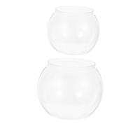 VICASKY 2 Pièces Bocal à Poisson Transparent Plastique Résistant Lot de Bols Ronds pour Poissons Décoratifs de Bureau Aquarium Compact pour Décoration Maison et Bureau