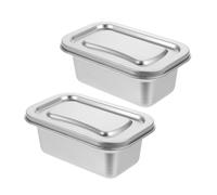 VICASKY 2 pièces Boîte de Rangement Alimentaire Inox avec Couvercle Hermétique Boîte Réfrigérateur Empilable pour Repas Snack et Préparation Légumes Réutilisable