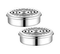 VICASKY 2 pièces Boîte Porte-Spirales Anti-brûlure Acier Inoxydable avec Couvercle Support Stable et Pratique pour Bobines de Moustiques pour Maison Jardin Camping et Extérieur Lot