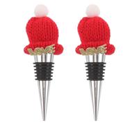VICASKY 2 Pièces Bouchon de Bouteille Père Noël Réutilisable, Étanche, | Fête de Noël, Usage Extérieur, Ajustement, Laine, Alliage D’aluminium, Résine