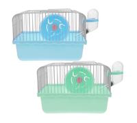 VICASKY 2 pièces Cage Hamster Portable avec Roue de Course Enclos Robuste Plastique et Fil Métallique Confort Optimisé pour Petits Animaux Facile à Nettoyer et Transporter pour Voyage et
