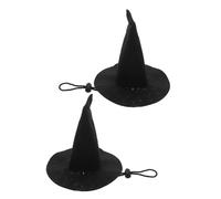 VICASKY 2 Pièces Chapeau de Sorcier Halloween pour Animaux Lot de Chapeaux ensorcelés Noirs Accessoires élastiques pour Chien et Chat Décoration Festive Pratique et Facile à Porter