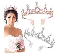 VICASKY 2 Pièces Couronne de Mariage pour Fille de Tiara Rhinestone Accessoires Élégants pour Mariage et Événements Spéciaux et Argenté