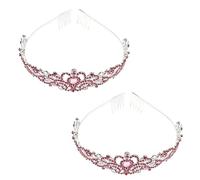 VICASKY 2 Pièces couronne de strass filles de la couronne diadème femme avec peigne Diadèmes princesse mariée décoration mariage couronne mesdames Couronne de mariage Alliage de zinc rose