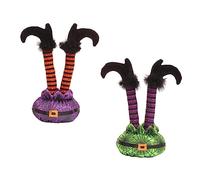 VICASKY 2 Pièces Décorations Halloween Jambes d'Esprit Rembourrées Coton Vert et Accessoires Souples pour Intérieur et Extérieur Ornements Festifs Résistants et Durables