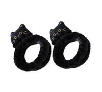 VICASKY 2 Pièces Écharpe Bandanas Mesdames Peluche Dessin Animé Rose Bonjour Beauté Ton Femelle Bandeau De Maquillage Mignon Noir Bandeau De Lavage De Visage Black Flanelle