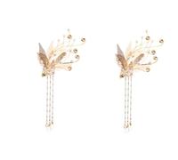 VICASKY 2 Pièces Épingle à Cheveux Chinoise Rétro Cristal avec Pompon Accessoire Coiffure Élégant pour Hanfu et Kimono Baguette Cheveux Dorée Femme