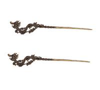 VICASKY 2 Pièces Épingle à Cheveux Dragon Laiton Vintage Accessoire Cheveux Femme Mariage Multi Usage comme Aiguille à Thé et Outil de Nettoyage Design Rétro Portable et Décoratif