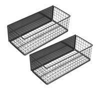 VICASKY 2 Pièces Étagère Magnétique de Rangement Cuisine en Fer Noir | Dos Aimanté, Bords Arrondis et Montage Facile, pour Machine à Laver et Organisation du Garde-manger