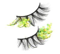 VICASKY 2 Pièces faux cils à paillettes cils fantaisie duveteux naturel cils des yeux cils de maquillage briller dans les cils sombres cils de costume cils cosplay cil coloré fibre Jaune
