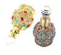 VICASKY 2 pièces Flacon Parfum Verre Vide Lot de Bouteilles Vintage à Incrustation de Diamant Réutilisables pour Huiles Essentielles et Lotion Décor Élégant pour Salle de Bain et