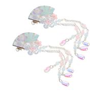 VICASKY 2 Pièces Kimono Flower Hairpins With Tassels Japanese Fan-shaped Hair Clips For Children Chinese Hanfu Costume Accessories For Traditional Weddings Festivals Cosplay