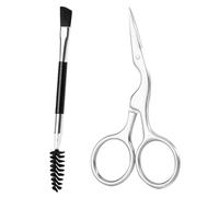 VICASKY 2 pièces Kit Sourcils Acier Inoxydable Ciseaux Précis et Brosse Peigne pour Taillage et Coiffage Outil de Maquillage Portable pour Visage