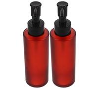 VICASKY 2 Pièces Lot de Flacons Pompe Verre Ambré Refilables pour Huile Démaquillante Lotion Shampooing Distributeurs Précis et Portables Rouge Vin