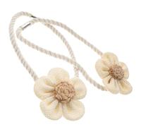 VICASKY 2 pièces Magnétiques pour Rideaux Corde Tissée Coton et Lin Design Floral Champêtre Attaches Décoratives pour Fenêtres Salon Chambre Bureau Maintien sans Perçage