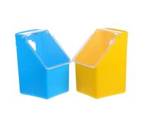 VICASKY 2 pièces Mangeoire Suspendue pour Pigeons Plastique Récipient Multifonctionnel pour Alimentation et Eau Facile à Accrocher Bleu et Jaune