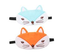 VICASKY 2 pièces Masque de Sommeil Design Cartoon Fox Orange et Bleu Cache-yeux Portable Anti-lumière pour Voyage Détente et Fatigue