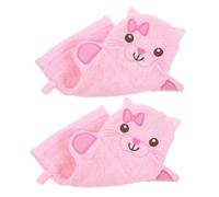 VICASKY 2 pièces Moufles de Bain Garçon Fille Motif Chat Mignon Moussantes pour Garçon Fille Nettoyage Doux et Exfoliation
