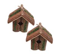 VICASKY 2 Pièces Nichoir à Oiseaux en Matériau Naturel Suspendu Maison Rustique pour Jardin Balcon et Patio Décor Écologique pour Moineaux Mésanges Chardonnerets Lot