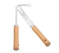 VICASKY 2 Pièces Outil de Crevasse à Manche en Bois, Outil de Bonsaï, Acier Inoxydable, Kaki, Portable et Compact, pour Jardin, Sarclage et Creusement