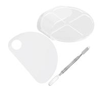 VICASKY 2 Pièces Palette Transparente de Maquillage Acrylique avec Spatules Plateau de Mélange Portable pour Salon et Cosmétique Poignée Ergonomique pour Nail Art et Fond de Teint