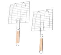 VICASKY 2 pièces Panier à Grillades pour Poisson et Viande Panier de Barbecue Léger et Portable avec Surface Lisse Cuisson Uniforme et Poignée Isolante pour Camping et Barbecue Extérieur