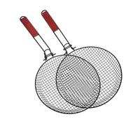 VICASKY 2 pièces Panier de Grill Rond Acier Inoxydable Pliable avec Poignée Panier à Frire Profond Résistant à Haute Température pour Barbecue Extérieur Camping et Cuisson Polyvalente Lot