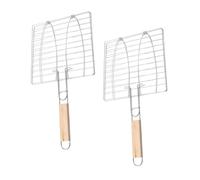 VICASKY 2 pièces Panier Grill Métallique pour Barbecue avec Poignée Rack Grill pour Poisson et Légumes Accessoire Cuisine Extérieur Léger pour Camping et Pique-