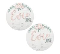 VICASKY 2 Pièces panneau en bois panneaux en bois emblèmes accessoire de signe d'annonce de bébé signe de bienvenue bébé rond accessoires plaque panneau publicitaire nouveau née le signe