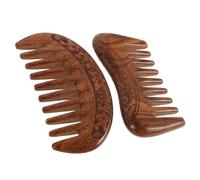 VICASKY 2 Pièces Peigne Large à Dents Bois de Sculpté Main Peigne Massage Chevelu Lot Rond et Carré pour Cheveux Épais et Longs